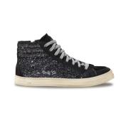 Glitter Svart Høye Sneakers