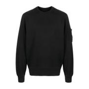 Sort Børstet Emerized Diagonal Fleece Lens Sweatshirt