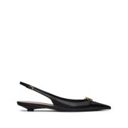 Svart VLogo skinn slingback ballettflats