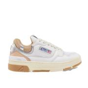 CLC Lave Sneakers - Hvitt Skinn med Beige Semsket Skinn og Rosa Detalj...