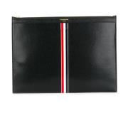 Svart Vertikal Stripe Skinn Clutch