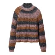 Stripete strikket genser for kvinner
