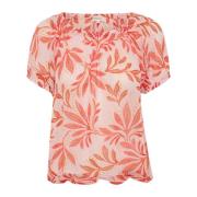 Feminin Delikat Leaf Print Bluse