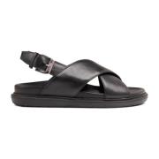 Svart Kryss Stropp Sandal