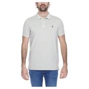 Beige Polo Knappelukking Kort Erme