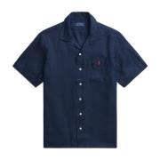 Klassisk Fit Lin Camp Skjorte Newport Navy