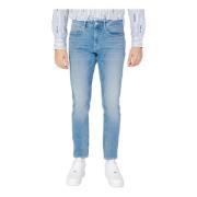 Blå Slitt Effekt Jeans Menn