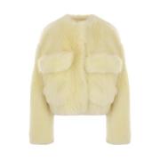 Gul Shearling Cropped Jakke