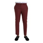 Maroon Slim Fit Wool Dress Pants