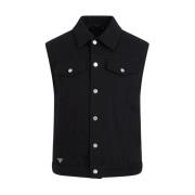 Svart Denim Vest Stilig Herrevest