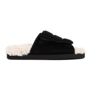 Sorte Sandaler med Shearling Fôr