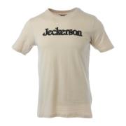 Beige Trykt Slim Fit T-skjorte