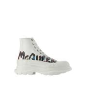 Canvas Hvite Platform Sneakers Multicolore