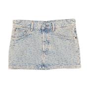 Denim Jacquard Mini Skjørt