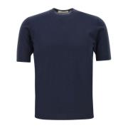 Navy Blue Bomull T-skjorte for Menn