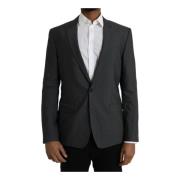 Grå Ull Blazer Slim Fit