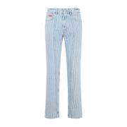 Blå Pinstripe Straight Leg Jeans