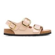 Beige Patent Sandal - Spenne Detalj