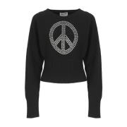 Sort genser med Peace logo