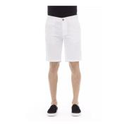 Hvite bomull Bermuda shorts for menn