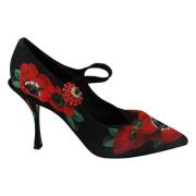 Rød Blomst Krystall Mary Janes Pumps