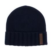 Luksuriøs Cashmere Beanie med Lær Logo Merke