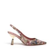 Blomstrete Slingback Pumps i Stoff