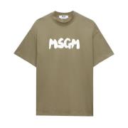 Grønn Logo Print Crew Neck T-skjorte