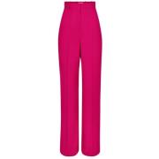 Flared Wool Pants in Fuchsia