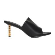 Black Cube Mules Slim Heel