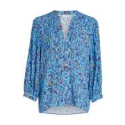 Blomstermønstret Casual V-Hals Bluse