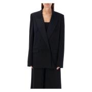 Sort Dobbelradet Tuxedo Blazer Jakke