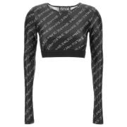 Logo-underband Crop Top Svart