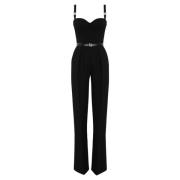 Svart Crepe Hjerte Hals Jumpsuit