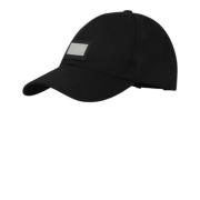 Svart Stretch Bomull Baseball Cap med Metall Logo