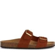 Brune flate sandaler for kvinner