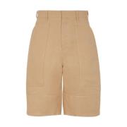 Beige Workwear Bermuda Shorts