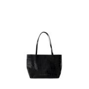 Svart Skinn Shopper Bag