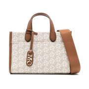 Beige Skinn Empire Logo Veske