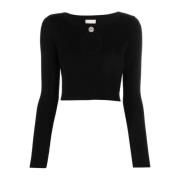 Kvinners Jewel Neck Cropped Sweater