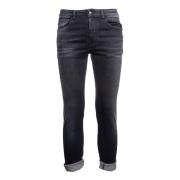 Svart Rød Stonewash Denim Jeans