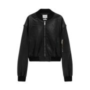 Sort Bomber Crop Jakke