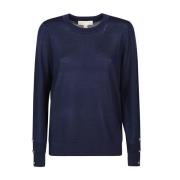 Midnight Blue Merino Knappelangarmet genser