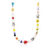 Mens Panda Pearl Choker with Assorted Beads