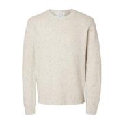 Beige Strikket Crew Neck Genser