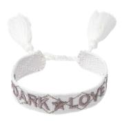 Woven Friendship Bracelet - Dark Love White W/Taupe