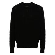 Sort 4G-mønstret Crew Neck-genser