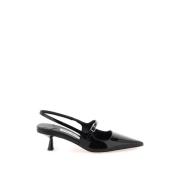 Svart Patent Skinn Slingback Pumps