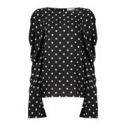 Sort Bluse med Puff-ermer