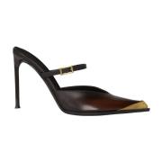 Brun Skinn Stiletthæl Pumps